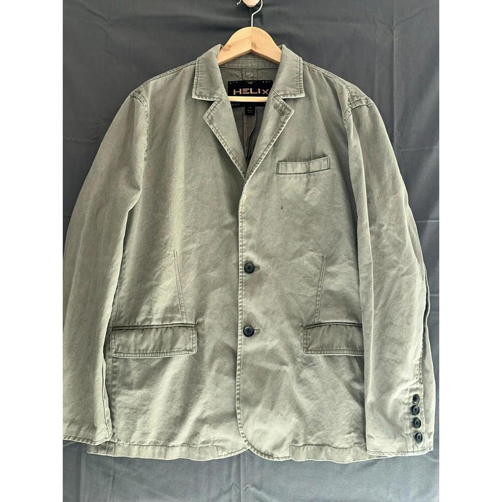 HELIX Casual Blazer – Light Gray Cotton Blend, 2-Button, XL, Relaxed Fit